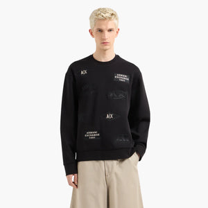 Logo Mania Regular Fit Cotton Crewneck Sweatshirt