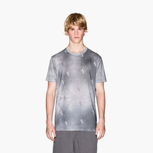 Regular Fit All Over Logo Cotton Crewneck T-Shirt With Gradient Print