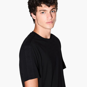 Regular Fit Cotton Crewneck T-Shirt With Monochromatic Logo Tape