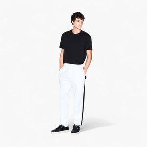 Regular Fit Cotton Crewneck T-Shirt With Monochromatic Logo Tape