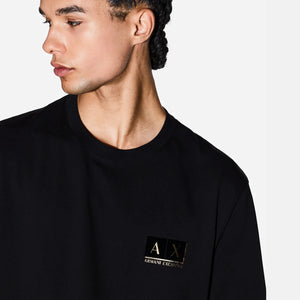 Regular Fit Cotton Crewneck T-Shirt With Flocking Logo Patch