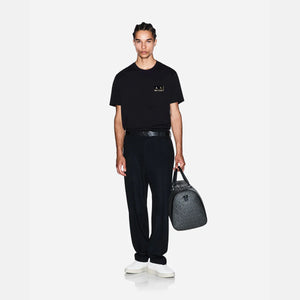 Regular Fit Cotton Crewneck T-Shirt With Flocking Logo Patch