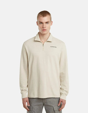 G-Star RAW Checquard Tweeter Half Zip Whitebait Sweatshirt