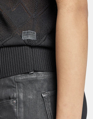 G-Star RAW Pointelle Mock Knitted Caviar Sweater