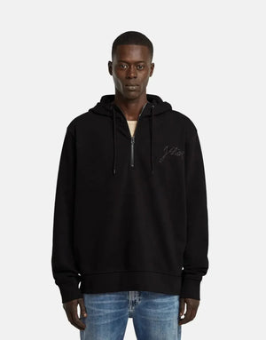 G-Star RAW Script Half Zip Black Hooded Sweatshirt