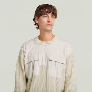 G-Star RAW Woven Mix Whitebalt Knit Pullover