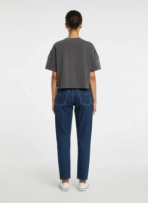 G-Star RAW Washed Mix Boxy Black Cropped T-Shirt